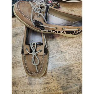Sperry Leopard Print Angelfish Boat Shoes Flats Women's Size 9 M